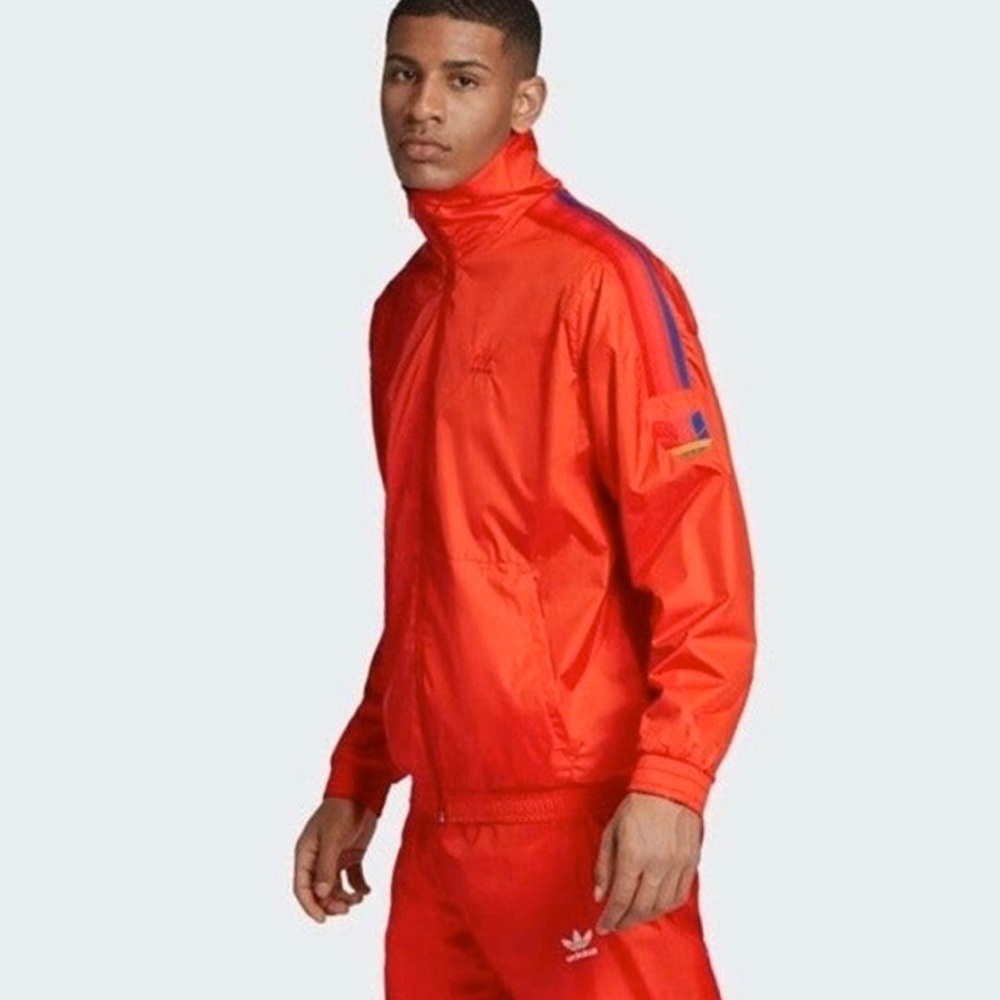 Adidas 3D Trefoil 3 Stripe Track Jacket Red Size XL Windbreaker NWOT